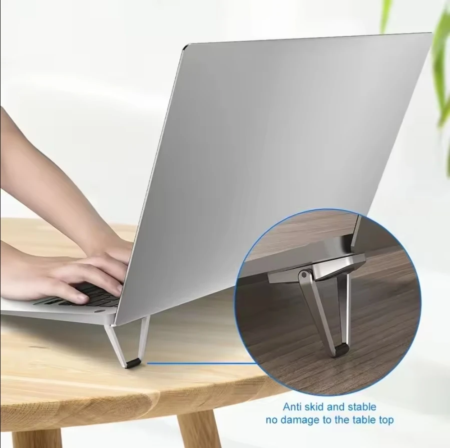 금속 접이식 노트북 스탠드 Macbook Pro Air M2 M1 노트북 노트북 마운트 홀더 피트 용 범용 미끄럼 방지 브래킷 지원