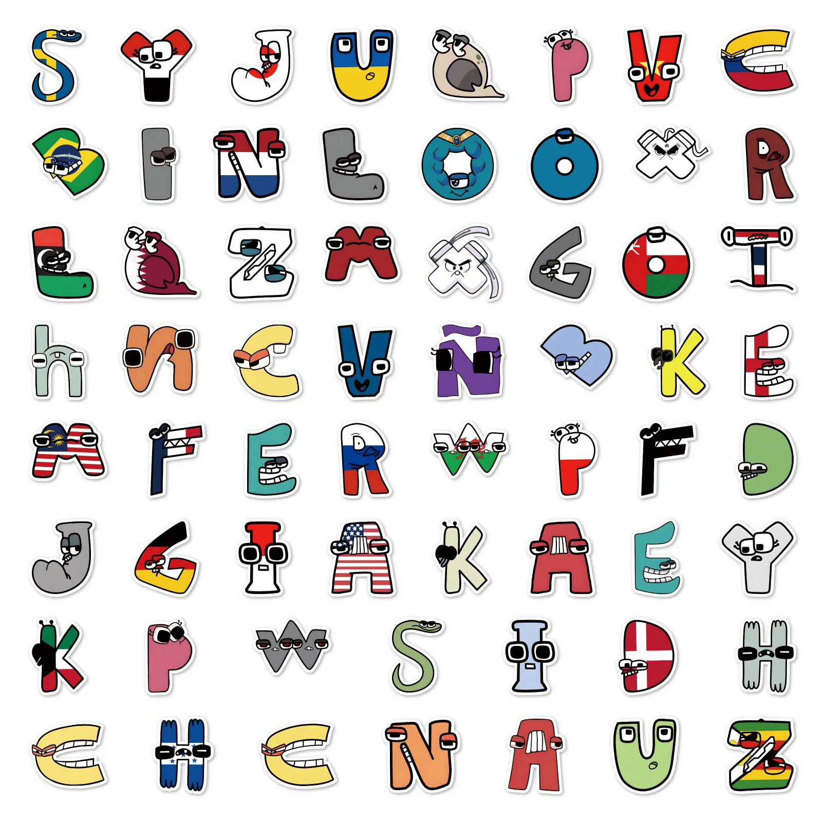 52PCS Hot Alphabet lore DIY Funny Stickers Cool For Kids Toys Notebook  Luggage Motorcycle Laptop Refrigerator Decals Graffiti