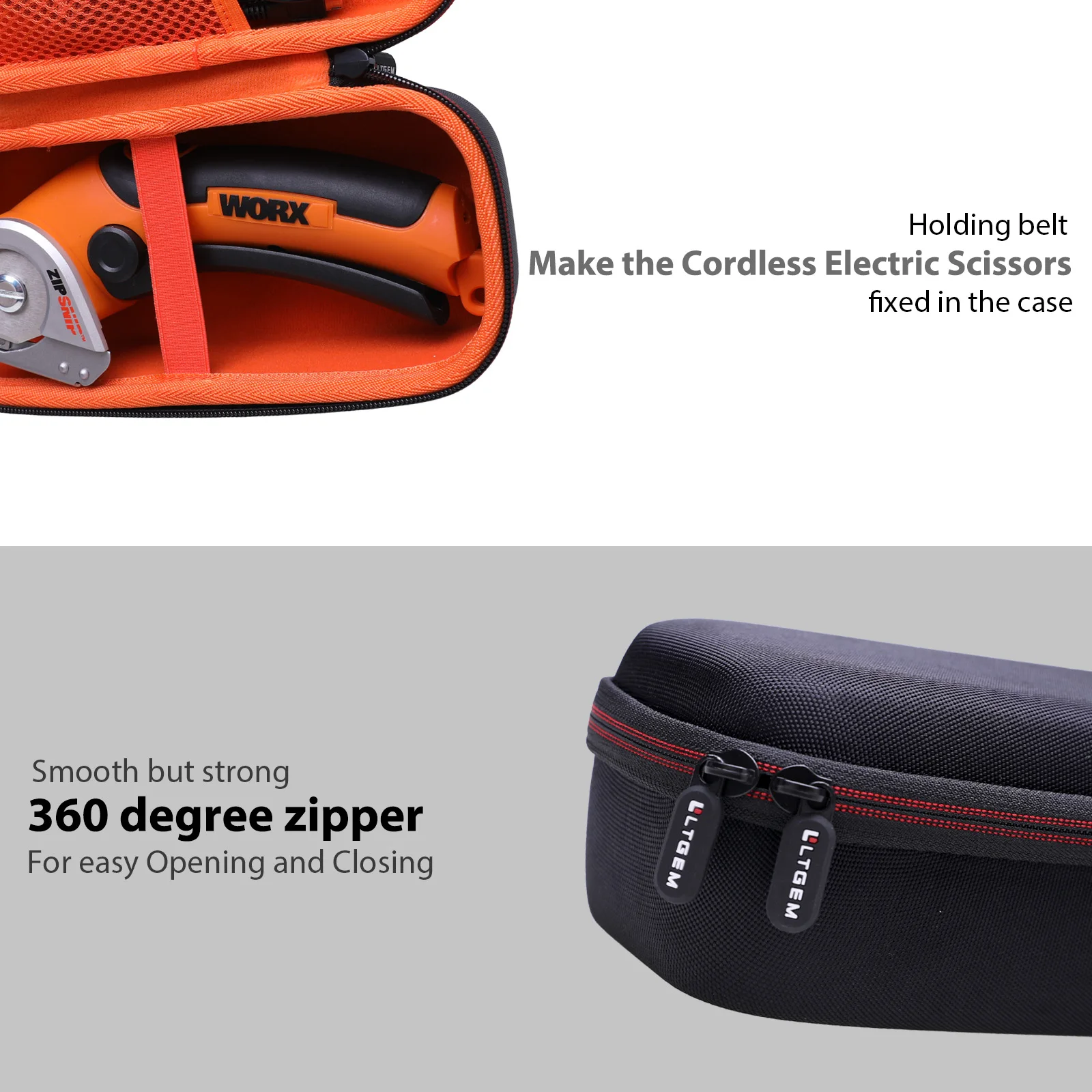 LTGEM-OligCase pour ciseaux électriques sans fil, porte-coupe-tissu, sac conteneur avec poche pour accessoires, Punta X WX081L, 4V, ZipSnip