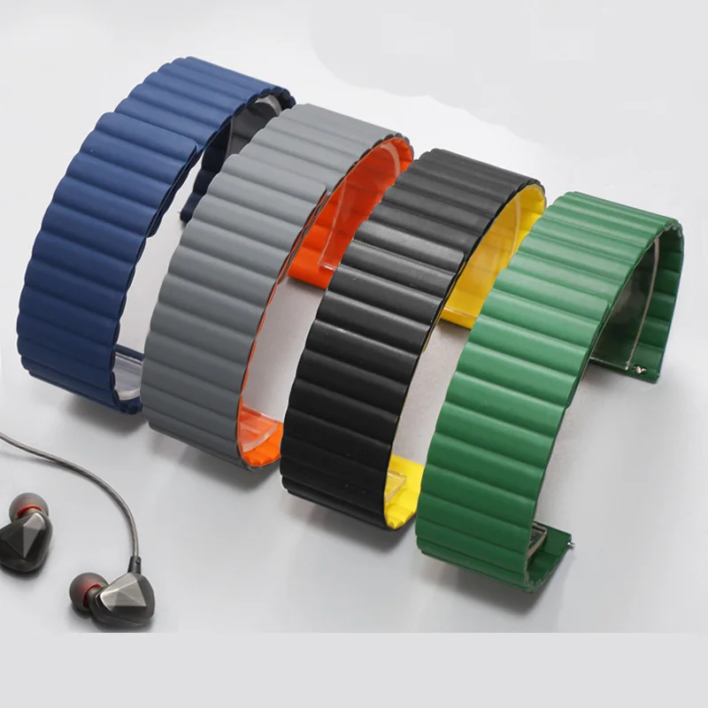 

CICIDD Magnetic Buckle Silicone Watchband For Men and Women Waterproof Rubber Strap Quick Disassembly Design