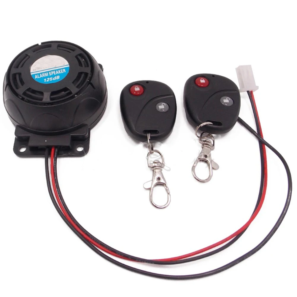 105-125dB Motorcycle Burglar Alarm Dual Remote Control Alarm Horn Anti-Theft Security System 12V