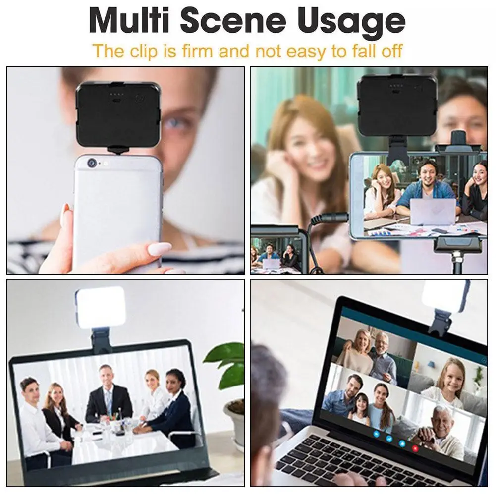 Video Conference Fill Light Portable LED Video Conference Fill Light Electroless Notebook Phone Universal Clip Webcam Call Light 6