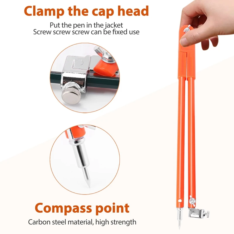 ABGG-Carpenter Precision Pencil Compasses Large Diameter Adjustable Dividers Marking And Scribing Compass For Woodworking