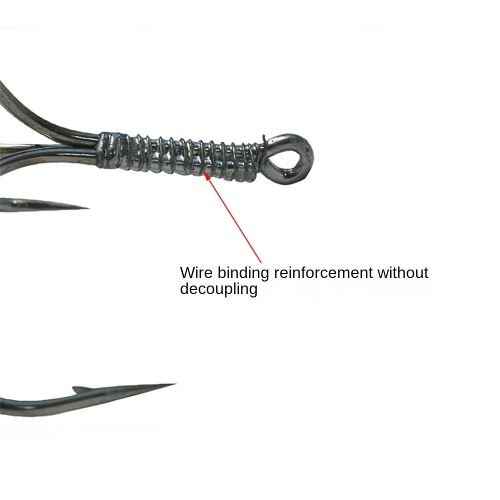 Description Picture 4 of item5Pcs Sharpened Strong Big Fishing Treble Barbed Hooks Fishhook Fishing Tackle Tools High Carbon Steel fishing Triple anchor hook