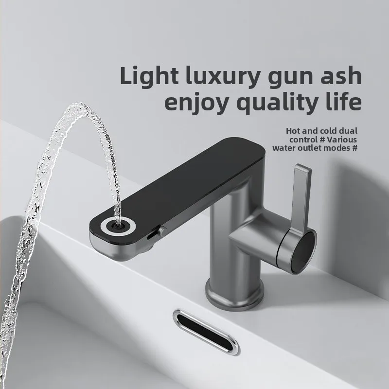 ก๊อกน้ำอ่างล้างหน้าแบบดิจิตอล LED แสดงอุณหภูมิ 2 โหมด มัลติฟังก์ชั่น น้ำร้อนน้ำเย็น สำหรับห้องน้ำ 1