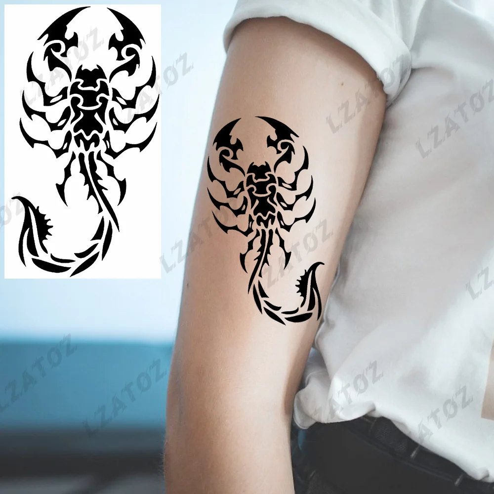 

Black Scorpion Animal Temporary Tattoos For Men Women Adult Realistic Stars Moon Fake Tattoo Stickers Arm Waterproof Small Tatoo