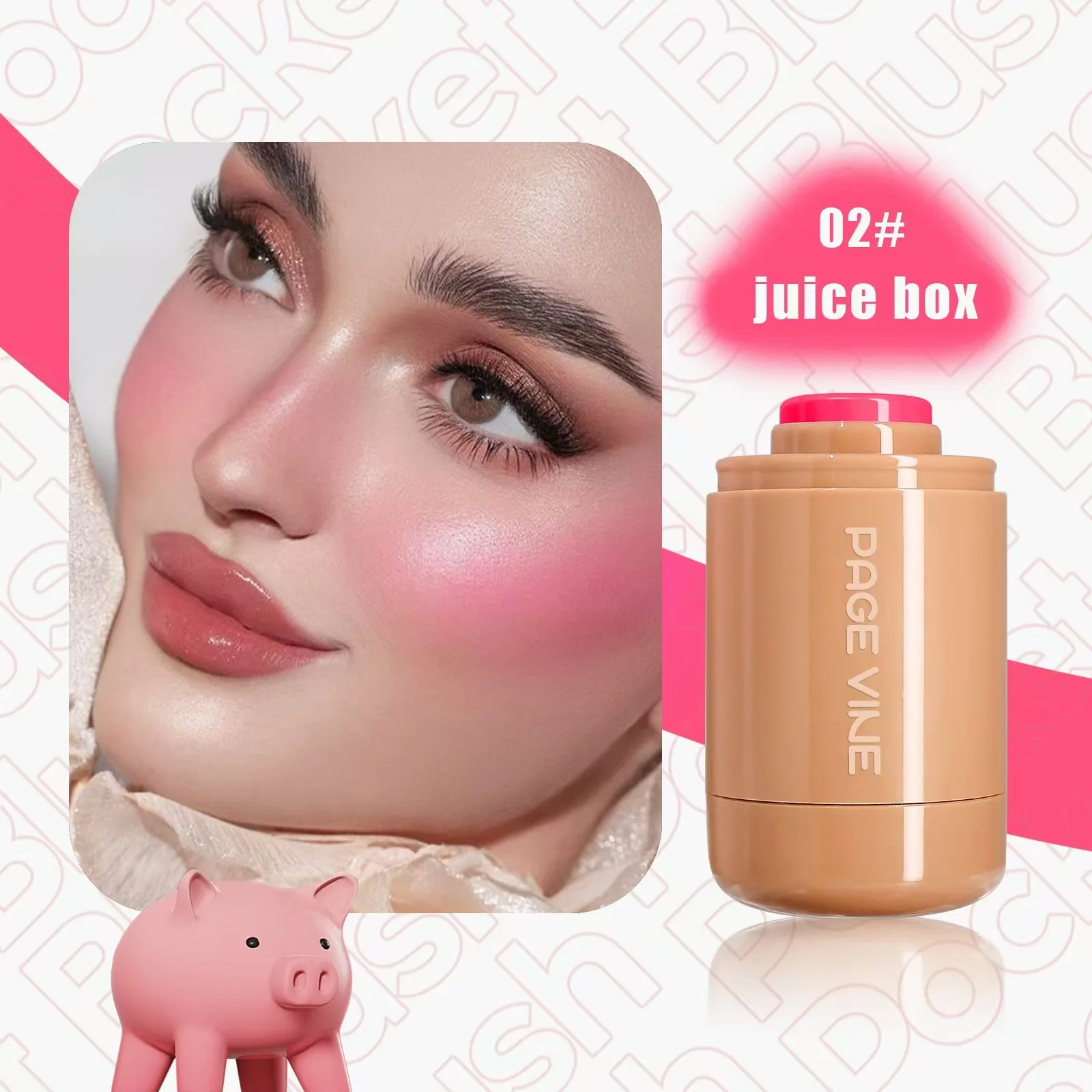 PAGE VINE Pocket Blush Stick Lip & Cheek Hydra Stick Highlighter Brightens Natural Hydrated Skin Creamy Blusher Cosmetics Makeup 6