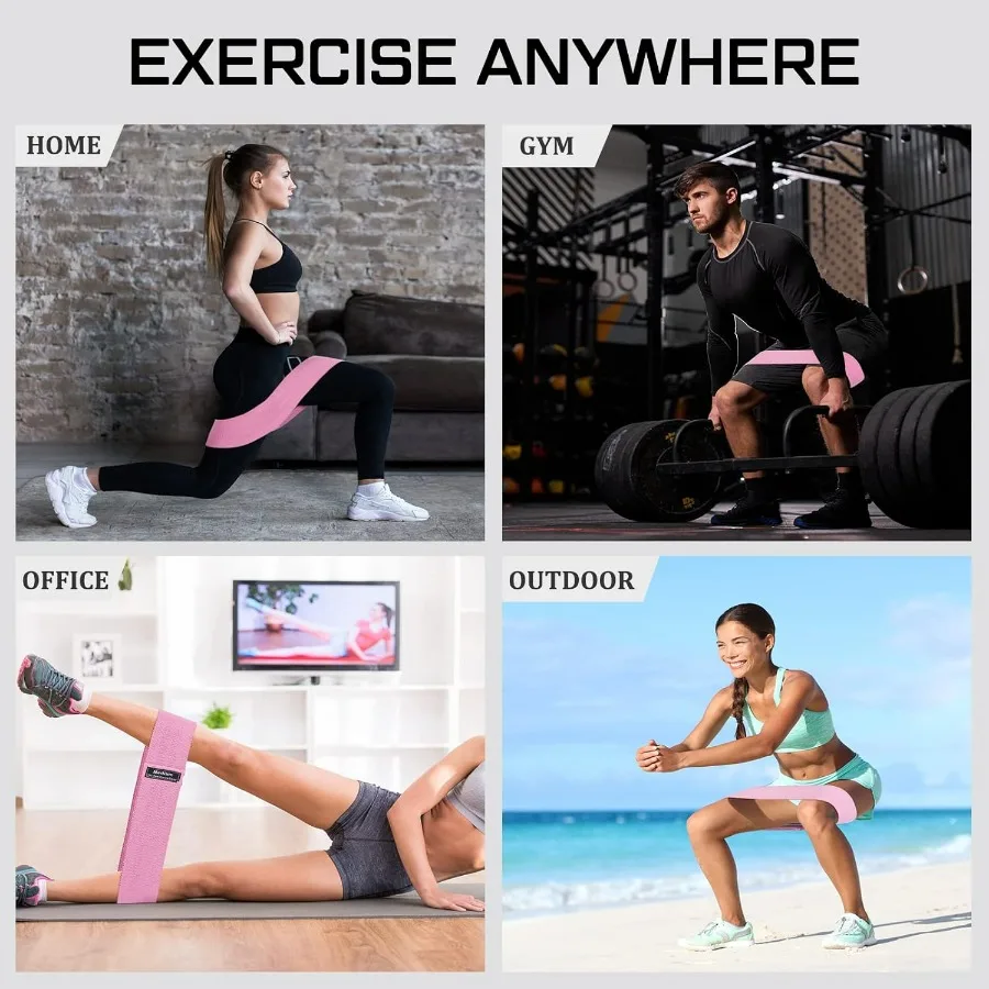 12 Pcs Fabric Resistance Bands for Working Out Booty Workout Stretch Exercise Bands Non Slip for Legs Squat Resistance Loop for