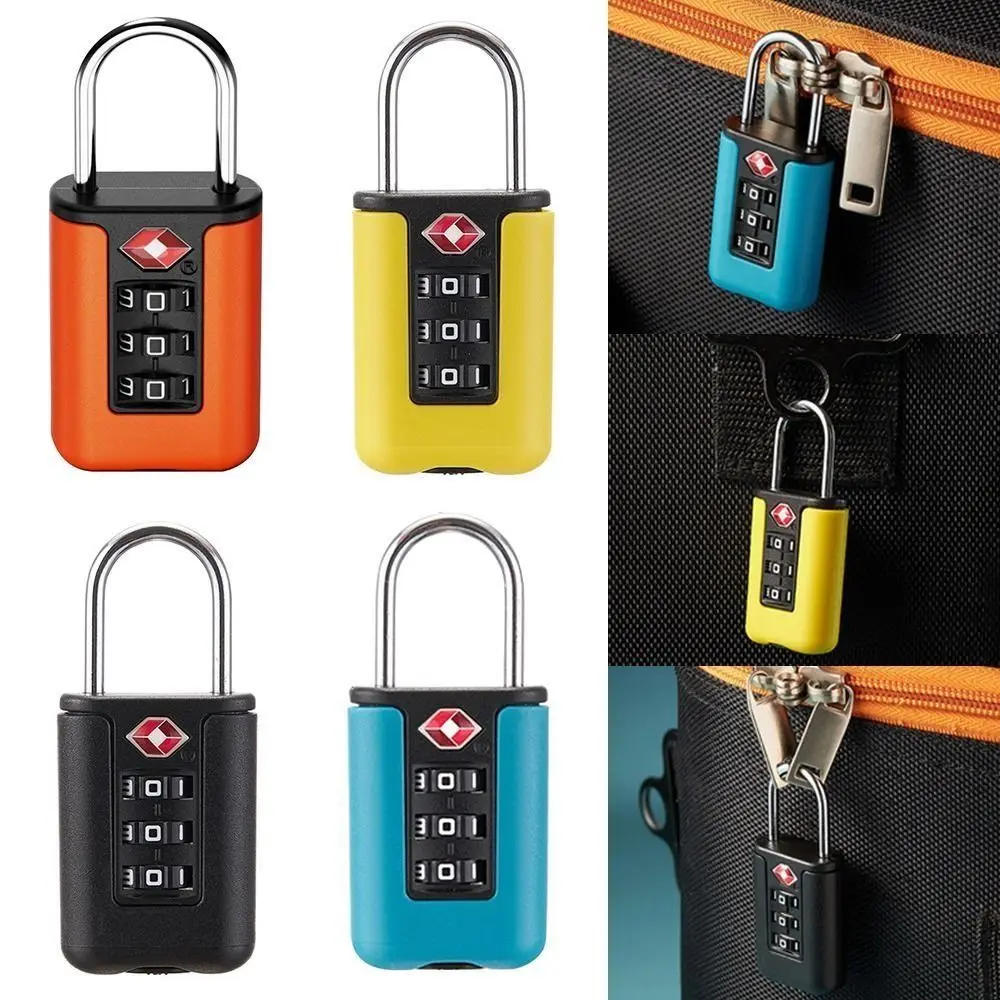 Travel Padlock Contrast Color Design Padlock TSA Customs Code Lock Travel Luggage Password Changeable Lock