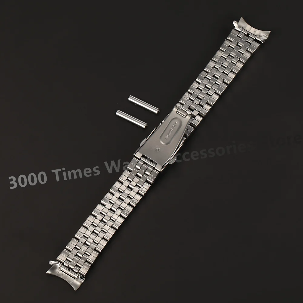 Watch Accessories 18mm 20mm 22mm Silver Aircraft Buckle Stainless Steel Flat End With Curved End Jubilee Watch Bracelet