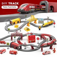 Children's Toys Floor Game DIY Train Rail Car Assembly Track Theme Set  Family Parent-child Interactive Floor Games Toys Gift 1
