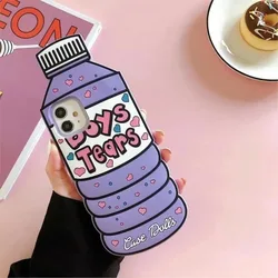 3D Cartoon Water Bottle Soft Silicone Phone Case Cover - iPhone 12 Pro (Purple)