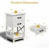 Tall Nightstand, White Side Table with Drawers and Open Shelf Below, Bedside Table with Solid Feet 2