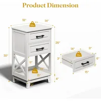 Tall Nightstand, White Side Table with Drawers and Open Shelf Below, Bedside Table with Solid Feet 2