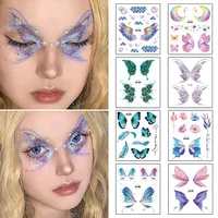 Fairy Butterfly Wings Shiny Tattoo Sticker Waterproof Eyes Face Hand Body Art Fake Tattoos For Women Makeup Dance Music Festival 1