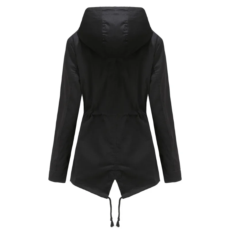 BTQWFD Winter Trench Jackets Women's Coats Female Clothing 2024 Overcoat Ladies Raincoats Long Sleeve with Pocket Windbreaker