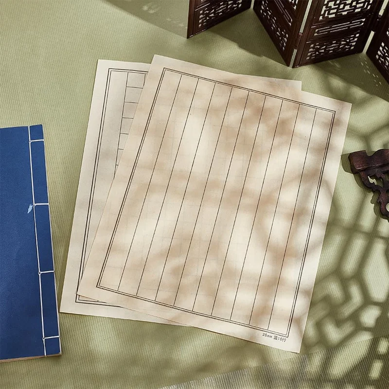 A74P-100 Sheets Chinese Calligraphy Xuan-Paper With 2 Styles Grids Japanese Sumi Paper Brush Ink Calligraphy For Beginners