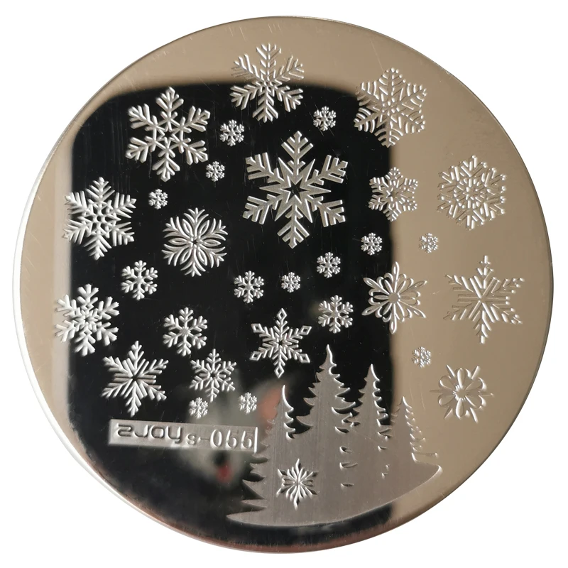 5.6cm Round Christmas Nail Stamping Plates Snowflake/Star/Leaf Stamping For Nail Stencils Printing Template Stamp Nail Art Tools 4