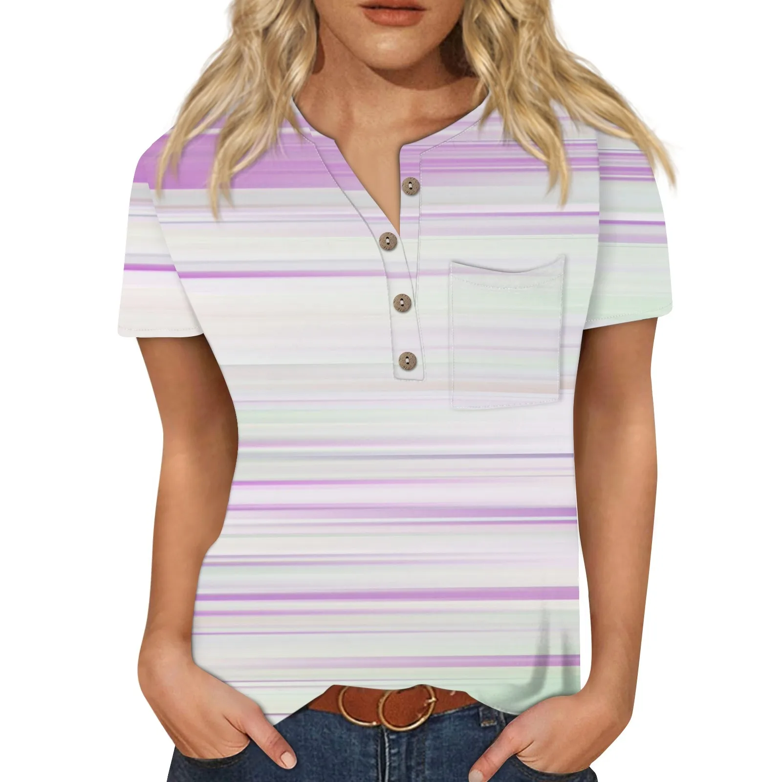 

Рубашка женская на пуговицах, модная Повседневная Блузка с коротким рукавом и принтом, Молодежная Женская одежда, Топ