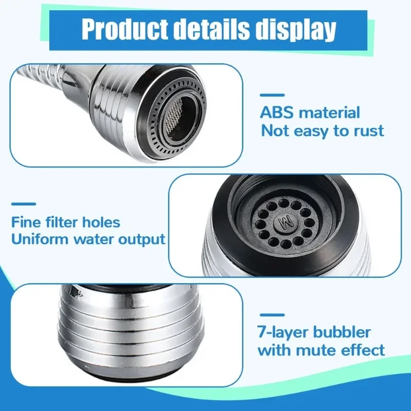 Faucet Aerator Faucet Bubbler 360 Degree Kitchen Faucet Aerator Water Saving High Pressure Nozzle Tap Adapter Adjustable Water Filter Diffuser faucet aerator,faucet adapter,faucet filter,faucet water filter