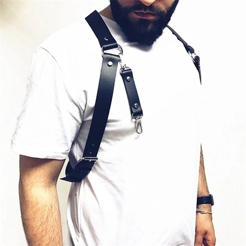 Rave Costume Gothic Leather Tops Fetish Men Gay Chest Harness Belts Adjustable Bondage Cage Body Harness Strap Punk for BDSM