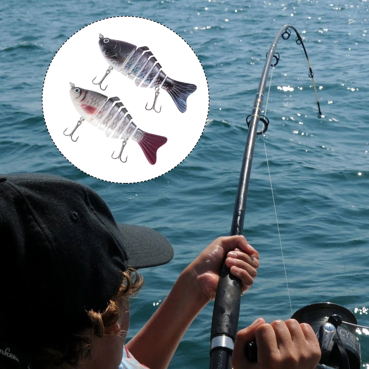 

2pcs Bass Fishing Joints Hard Baits Lifelike Swimbaits Glide Bait Tackle Kits for Outdoor Lake Fishing