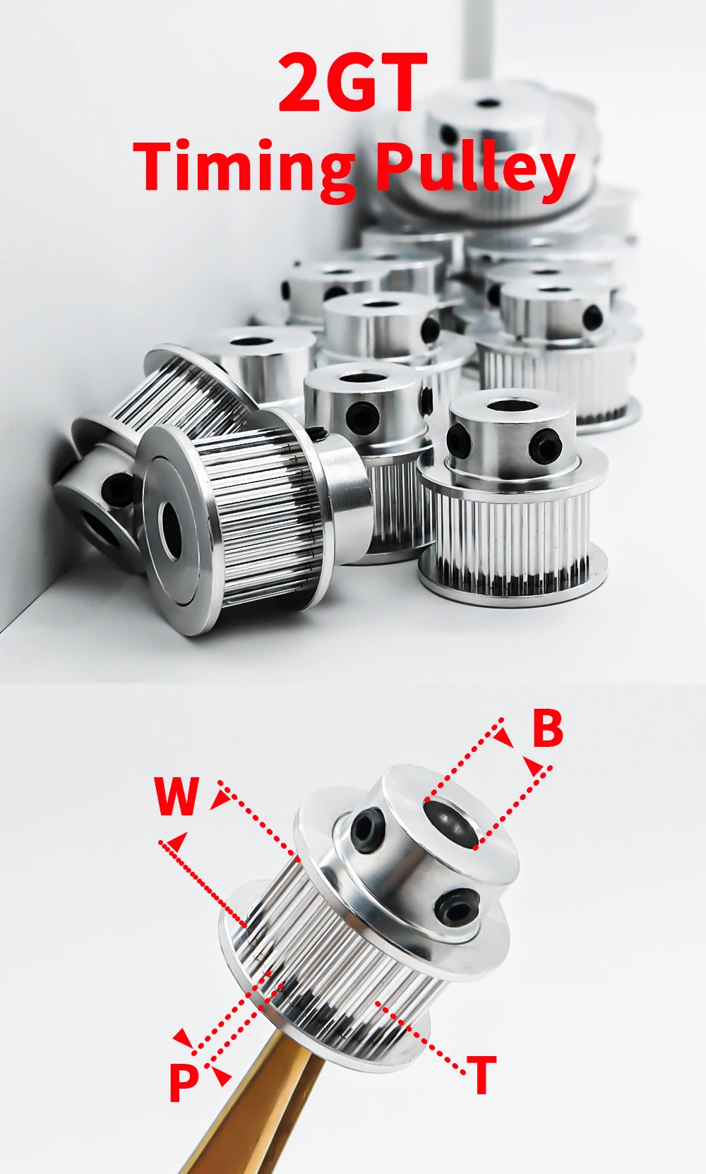 Description Picture 2 of item2GT Timing Pulley 24T Teeth Synchronous Pulley Bore 4/5/6/6.35mm Gear Teeth Width 6/10mm GT2 Synchronous Wheels 3D Printer Parts