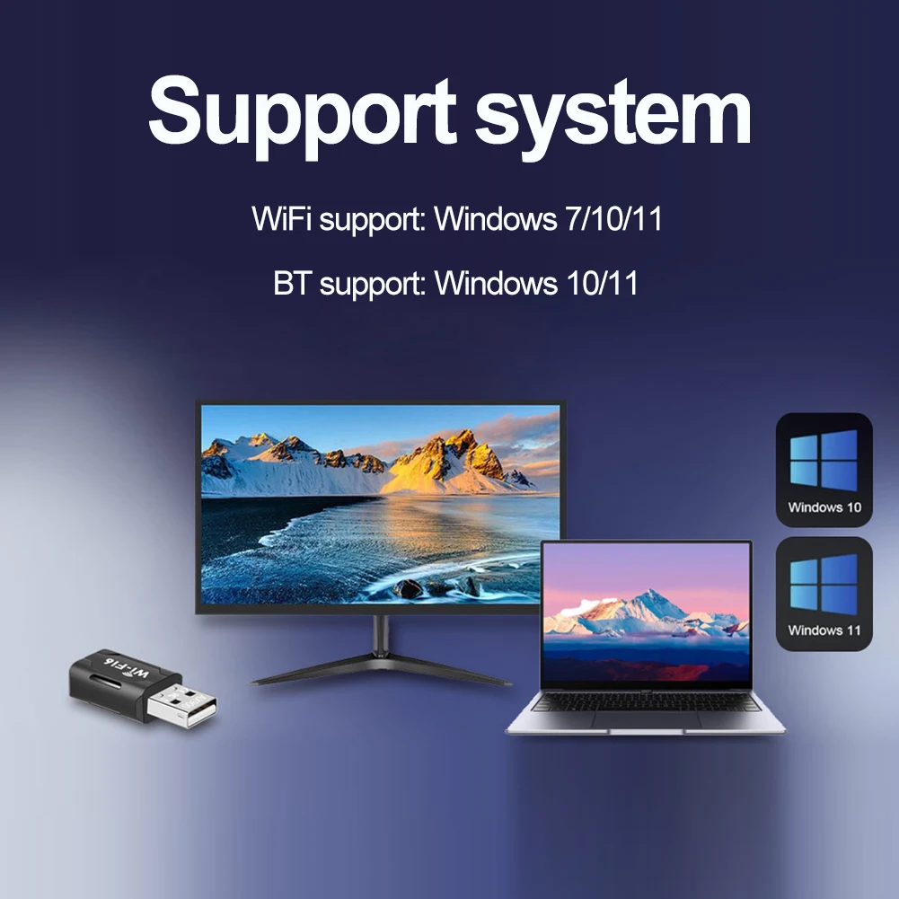 WiFi6 스마트 네트워크 카드 900Mbps 드라이버가 필요 없는 무선 네트워크 카드 PC 컴퓨터용 2.4G&5GHz WiFi 6 USB 어댑터