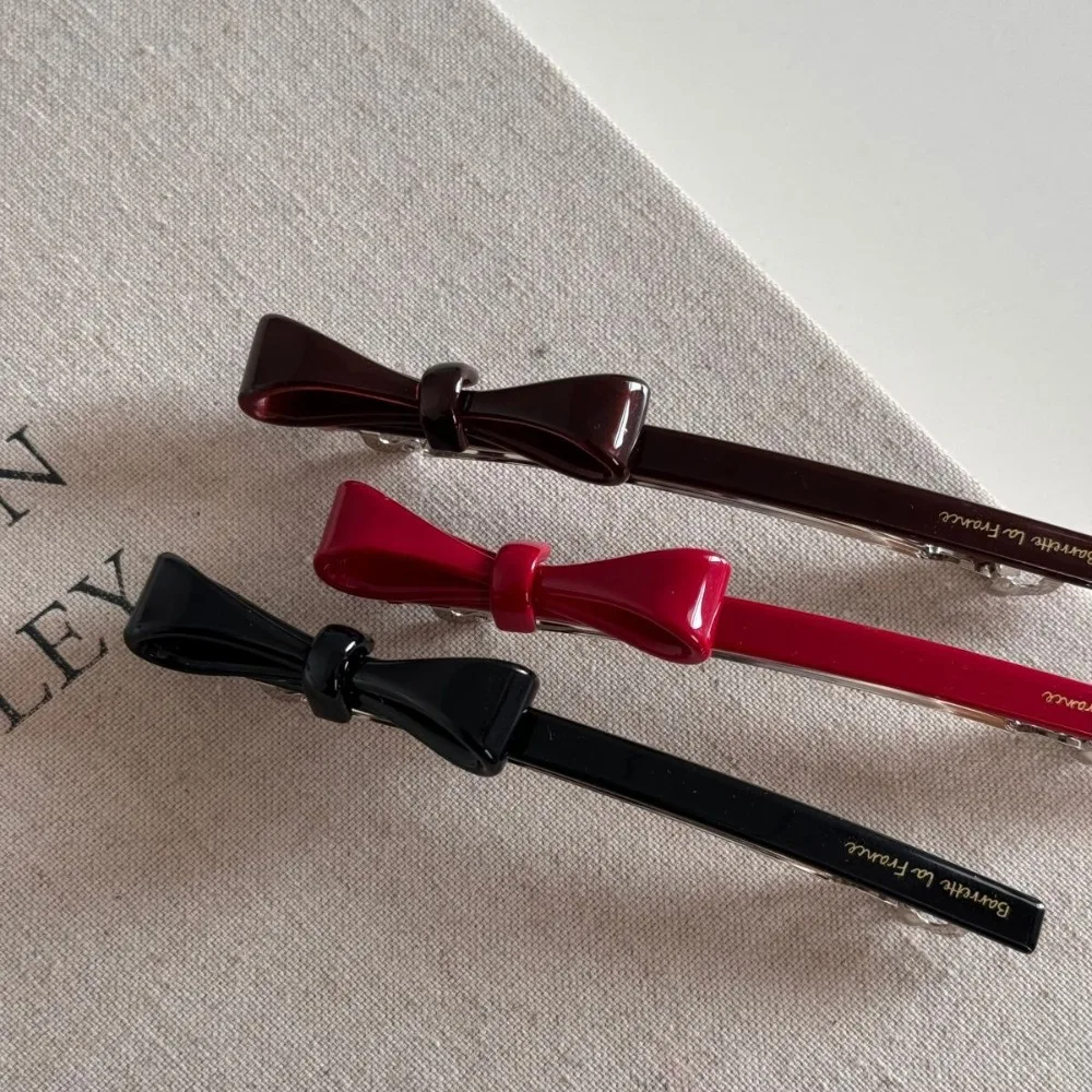 High Quality Retro Bow Hair Clip Korean Style Slender Spring Clip Bangs Clip for Women