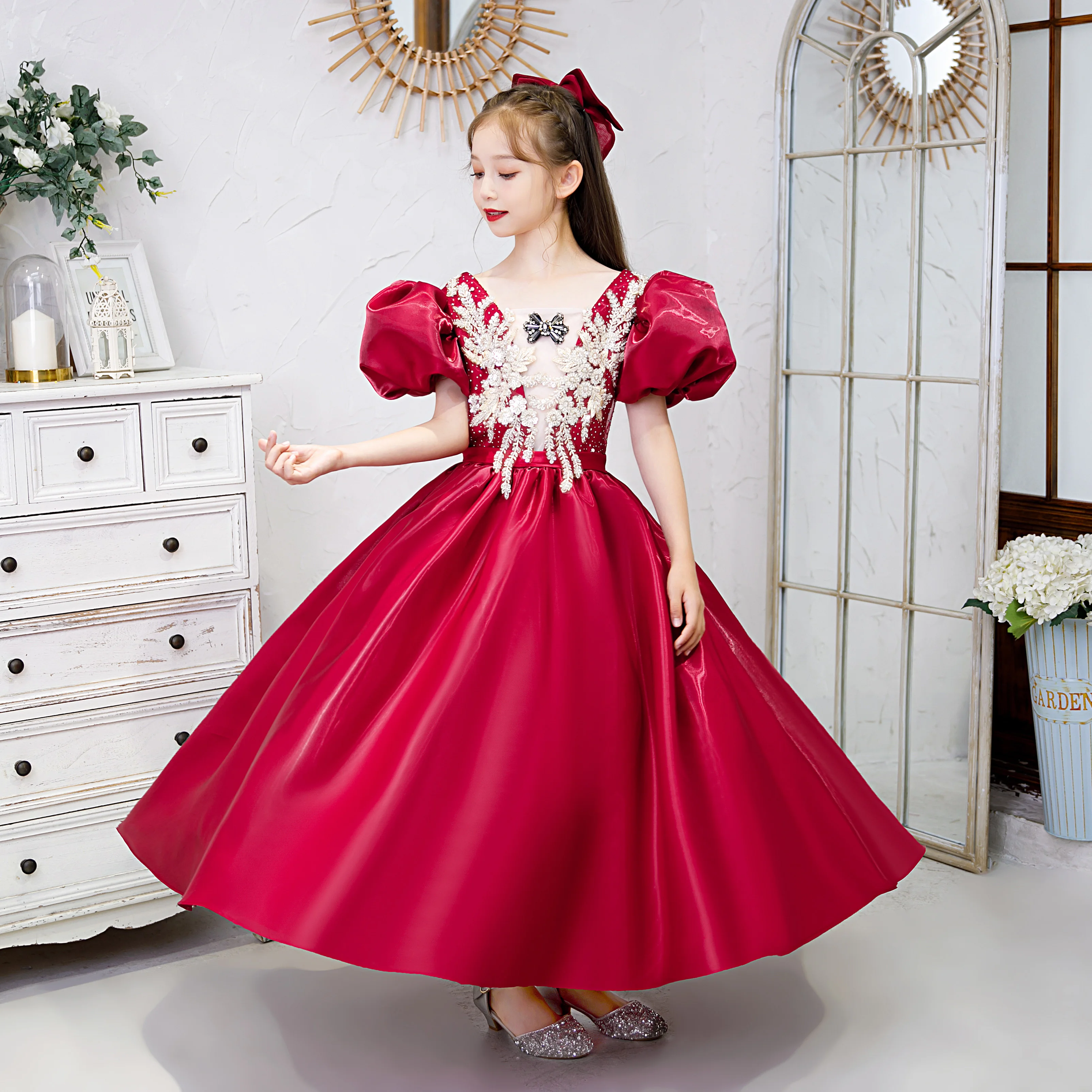 

Princess Flower Girl Dress Christmas Tutu Wedding Birthday Party Kids Dresses For Girls Children's Costume Teenager Prom Designs