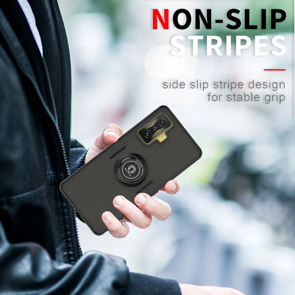 KEYSION Fashion Matte Hülle für POCO F4 GT 5G Transparenter Ringständer Stoßfeste Handyhülle für Xiaomi Redmi K50 Gaming K_voghion.com