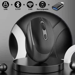 Rechargeable RGB Wireless Bluetooth - Enabled Optical Mouse with USB and Silent Click Technology (Black with otg)