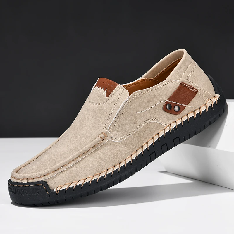 Chaussures Homme Sans Lacets Mocassins En Cuir - Confortable, Respirant, Pour Bureau, Conduite, été