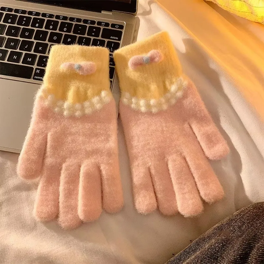 Fashion Soft Full Finger Gloves Windproof Cold Proof Colorful Winter Gloves Warm Driving Skiing Mittens