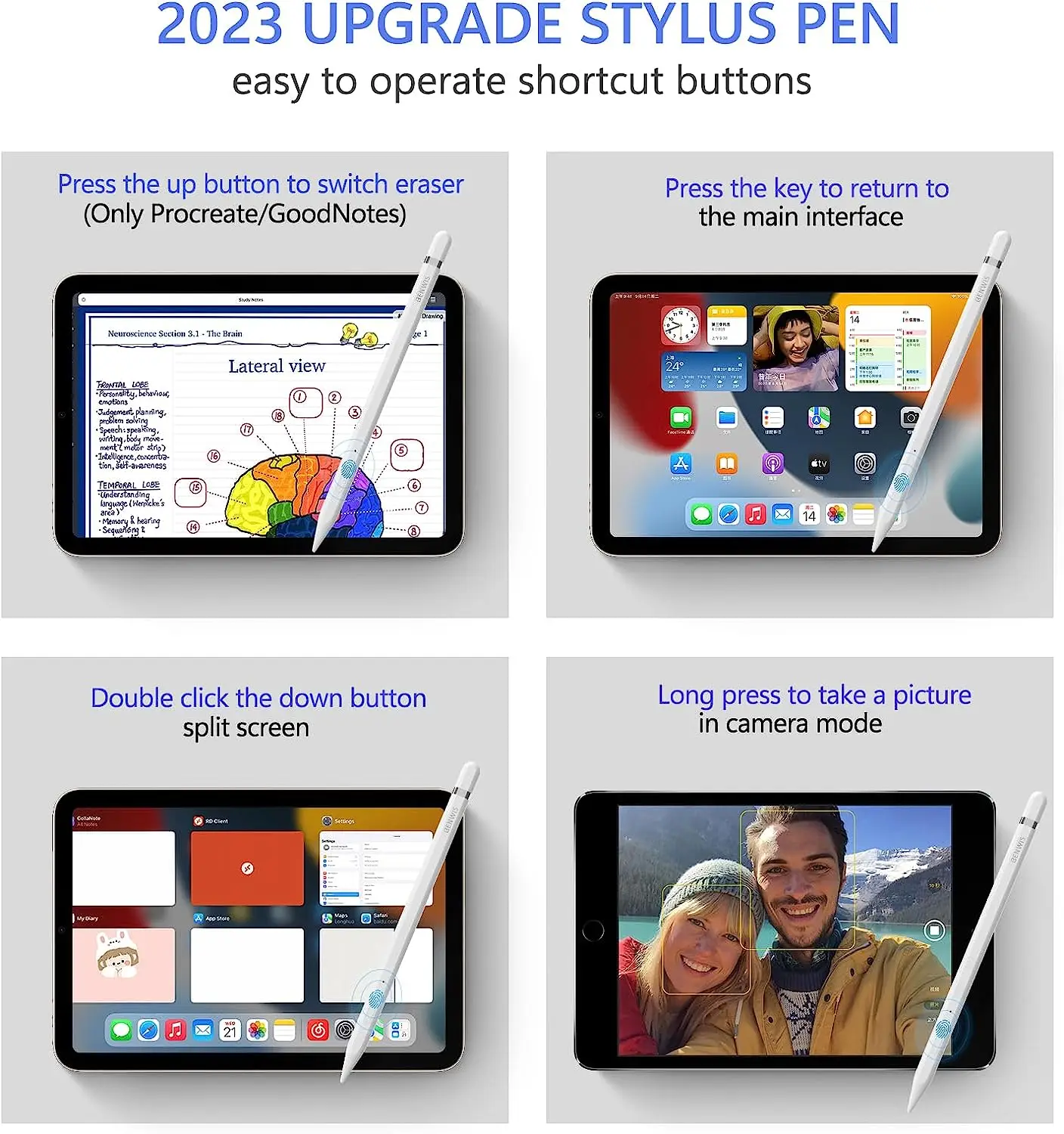 Ipad Pencil第2世代、ショートカットボタン付きクイックチャージ