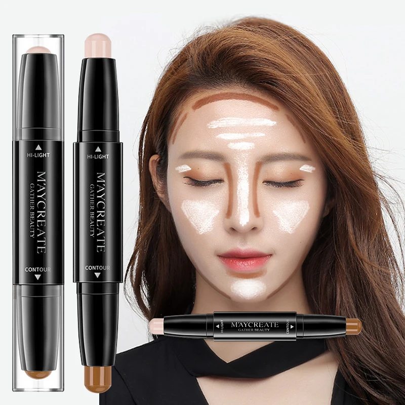 2 in 1 Professional facial contour stick Waterproof Long Lasting Facial Contouring Concealer Stick Bronzer Women's Makeup Tools