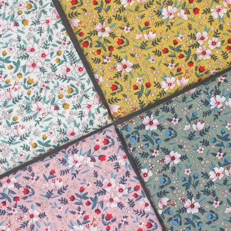 

150*145cm Pastoral Style Floral Fabric 40 Count Plain Cotton Dress Clothing Fabric Handmade DIY Material Cloth