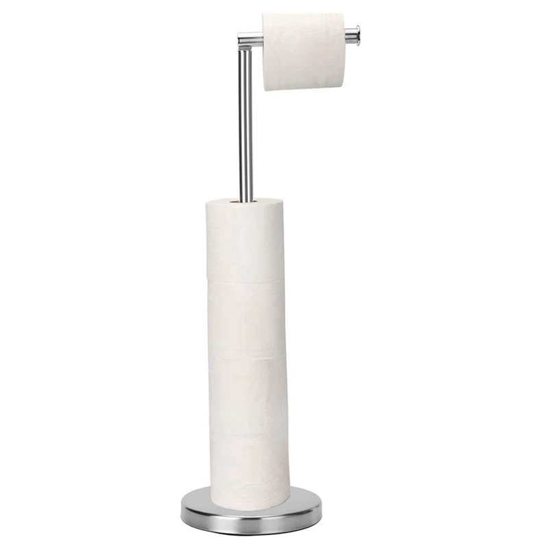 

HOT! 2X Toilet Paper Holder, Free Standing Toilet Paper Holder Stand With Reserve For 4 Spare Rolls, Sturdy Base