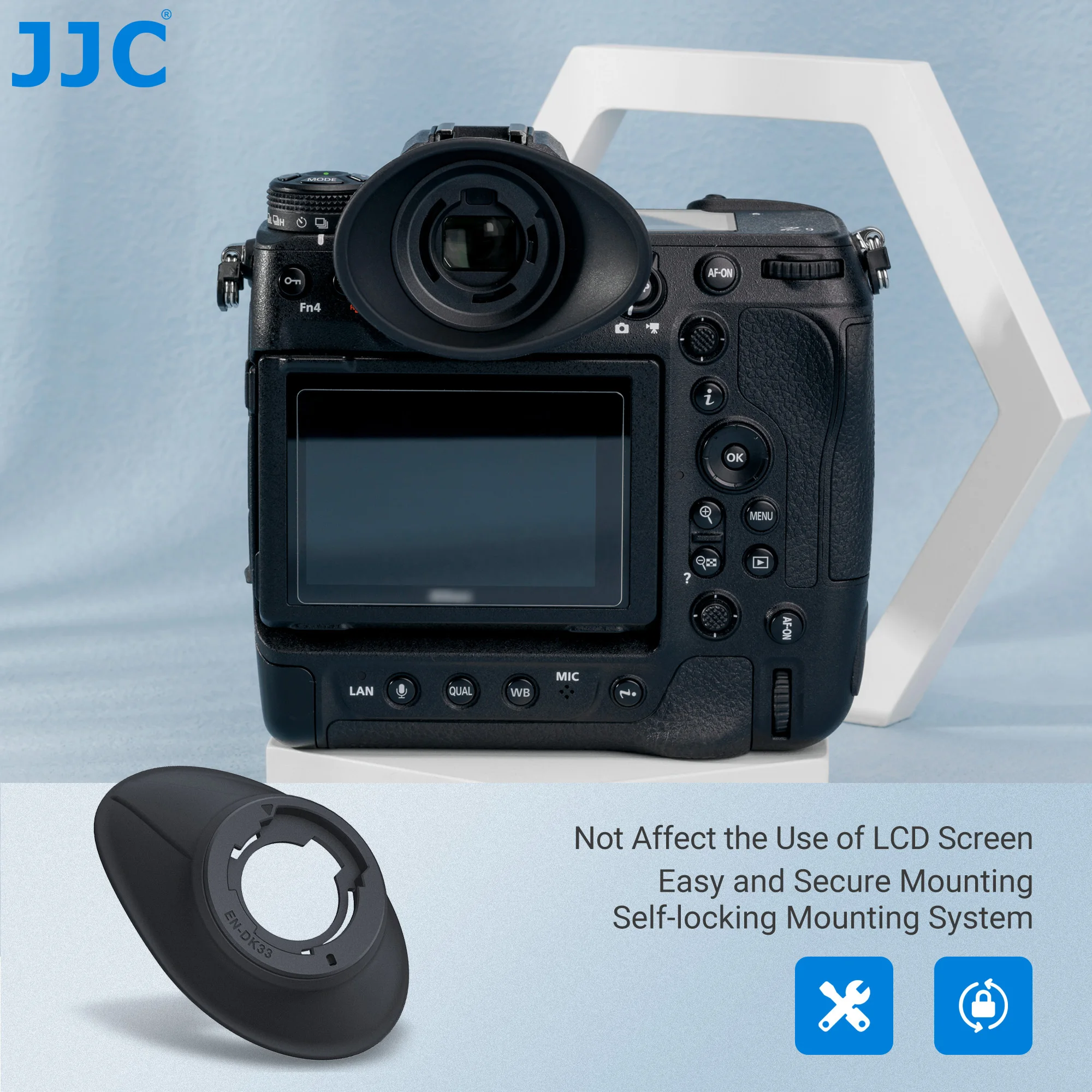 JJC Zf Z9 Z8 Augenmuschel, Okular, Kamera, Sucher, Augenmuschel, weiches Silikon, 360° drehbare Verlängerung, oval, ersetzt Nikon DK-33 Augenmuschel – Detail 8