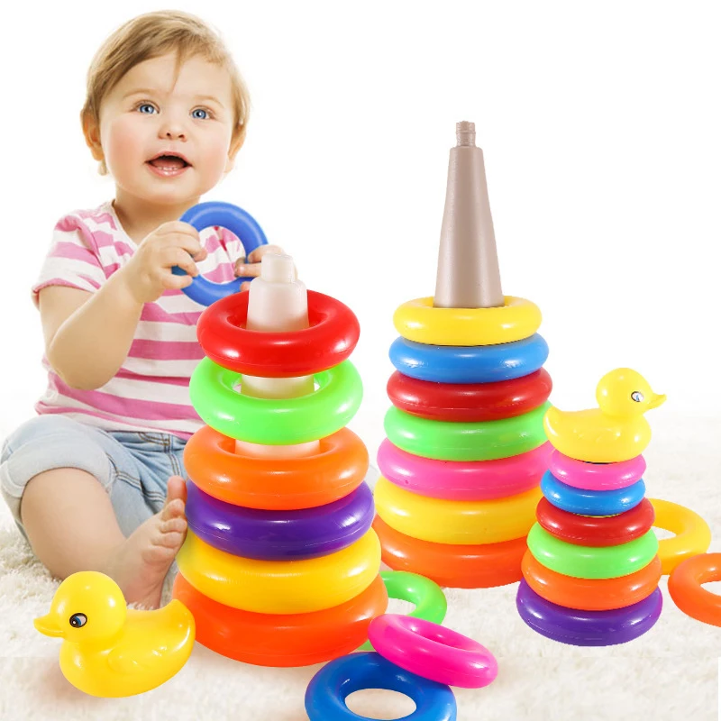 

Animal Rainbow Stacking Ring Tower Stapelring Kids Montessoris Toys Early Education Teaching Aids Wood Baby Toys Gift Stack