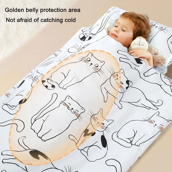 Portable Child Sleep Bag with Detachablke Pillow, Cartoon Pattern Infant Toddler Sleep Mat for Daycare and Travel Daily 1