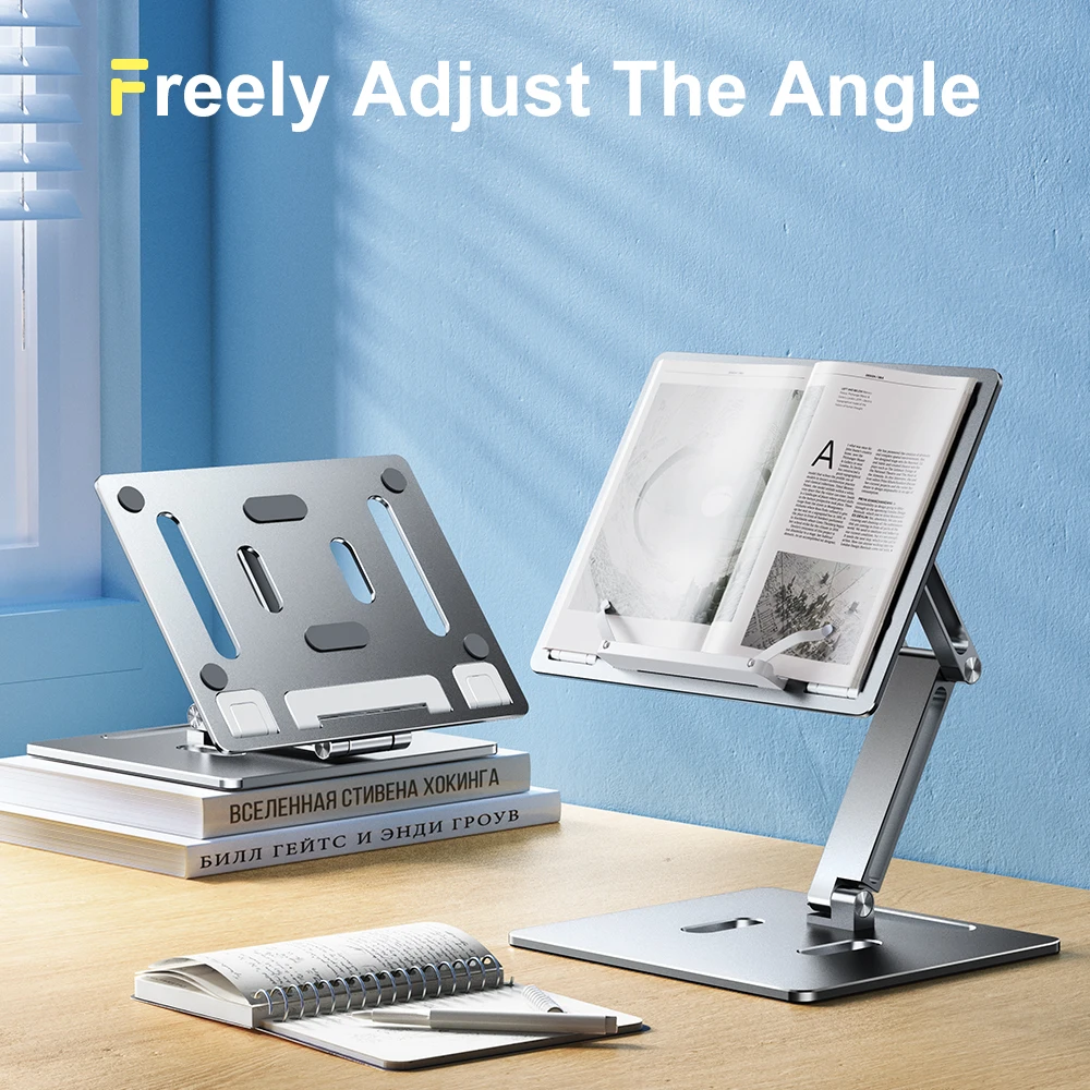 Altura Ângulo Ajustável Suporte para Laptop com Base Dobrável Alumínio Suporte para Tablet Suporte para Notebook Desktop Ipad