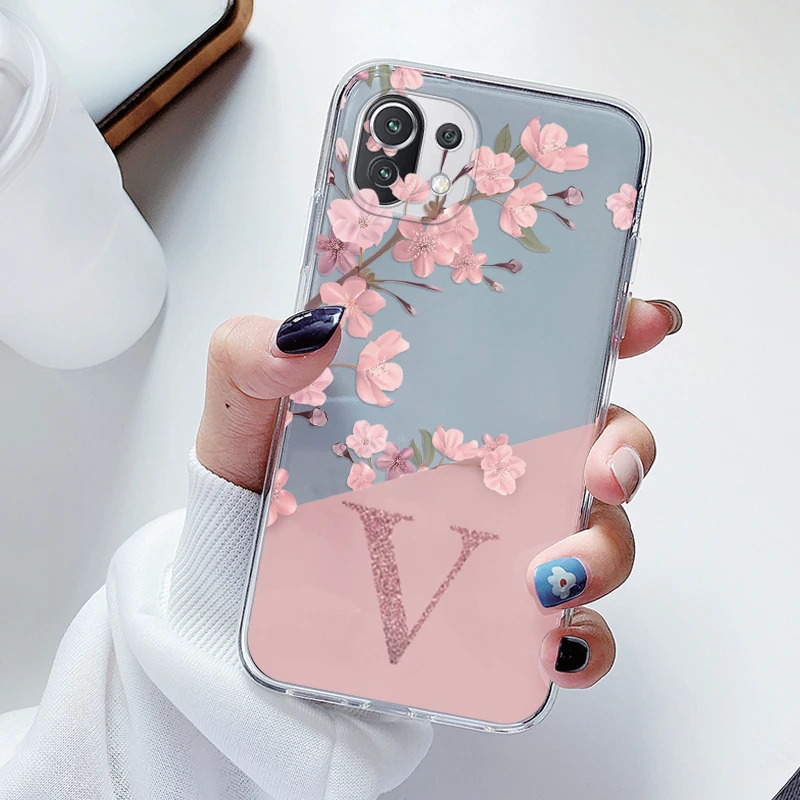 Floral Alphabet Clear Soft Silicone Case – Elegant TPU Cover
