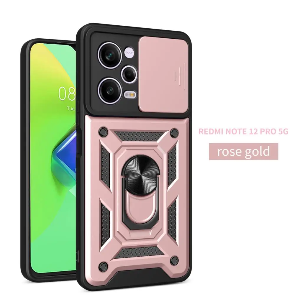 

For Xiaomi Redmi Note 12 Turbo Case Push Window Lens Cover Ring Bracket Etui Coque for Redmi Note 12 Turbo 5G Phone Fundas
