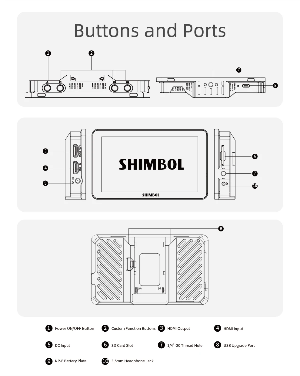SHIMBOL M5 5.5" Professional On-Camera Monitor 3D LUT 4KHDMI 1200nit Touch Screen Filed Mointor for DSLR Cameras