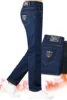 2024 Winter New Straight Leg Black Fleece Lining Jeans for Men Bruce&Shark Stretch Mid-Waist Velvet Denim Casual Mens Jeans 6