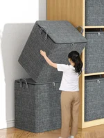 Large Clothing Quilt Storage Bag Home Closets Non-Woven Fabric Organizer Box Bedrooms Storager with Cover Handle 2