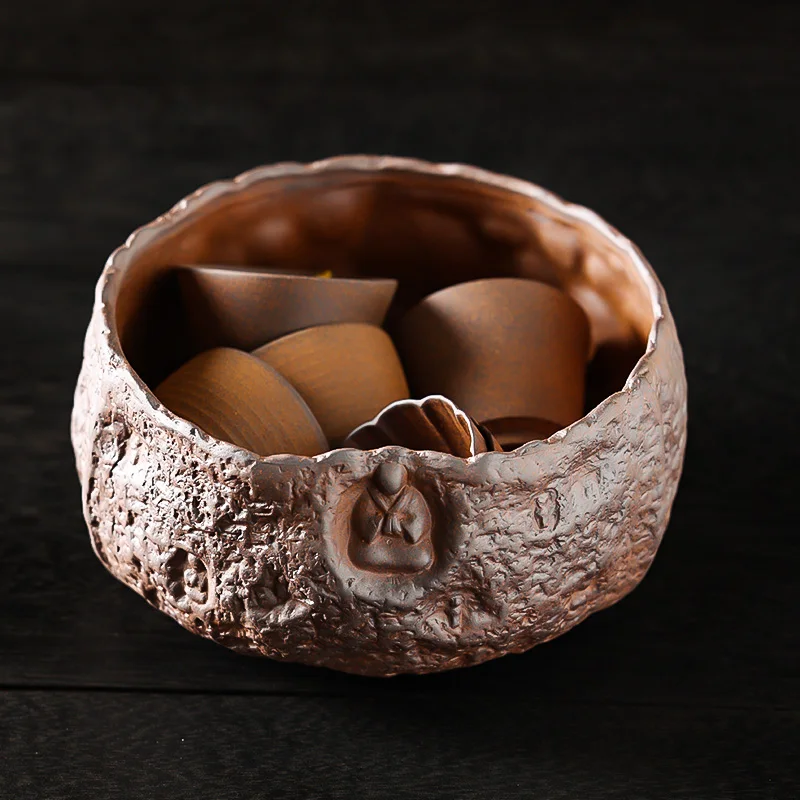 Coarse Pottery Tea Basin Handmade Meditation Small Cup Wash Washed Tea Residue Barrel Utensils