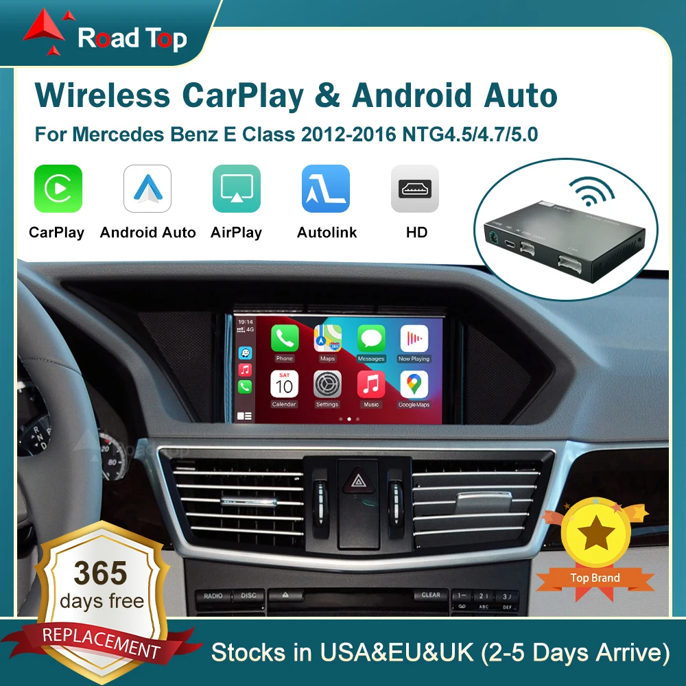 Wireless CarPlay for Mercedes Benz E-Class W212 E Coupe C207 2012-2016, with Android Auto Mirror Link AirPlay Car Play Functions