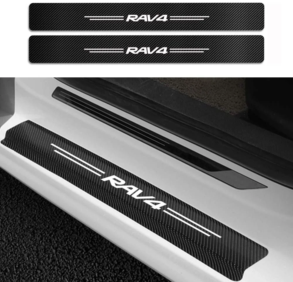 For Car Styling Door Sill Sticker RAV4 Car Carbon Fiber Bumper Trunk